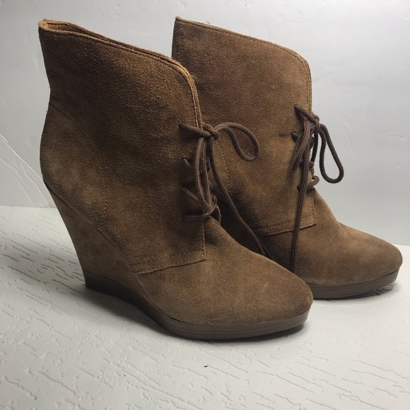 KORS Michael Kors booties suede camel 10 wedge - Picture 2 of 8